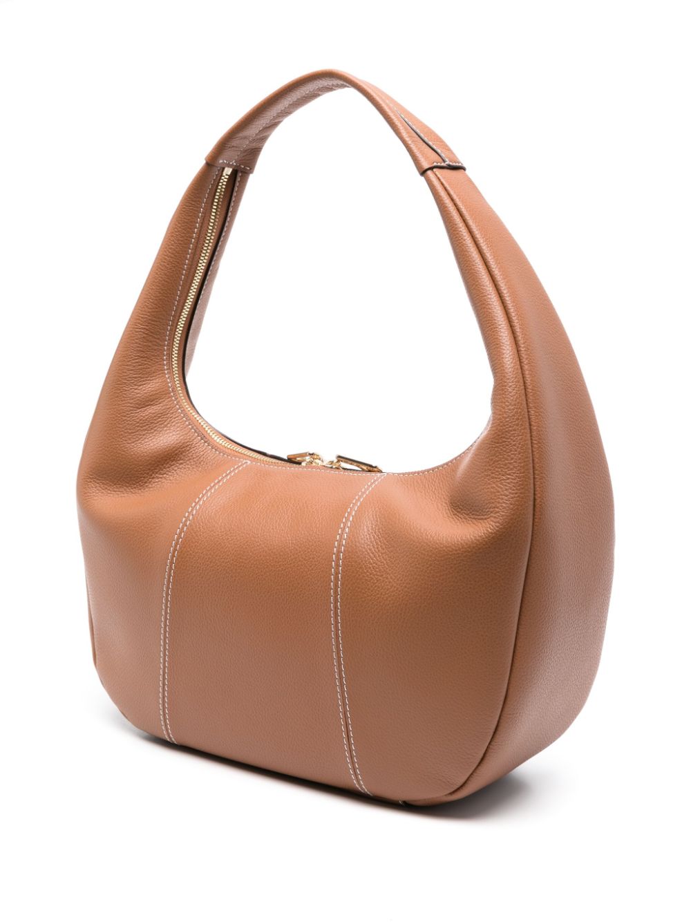 Shop Le Tanneur Large Juliette Leather Shoulder Bag In Brown