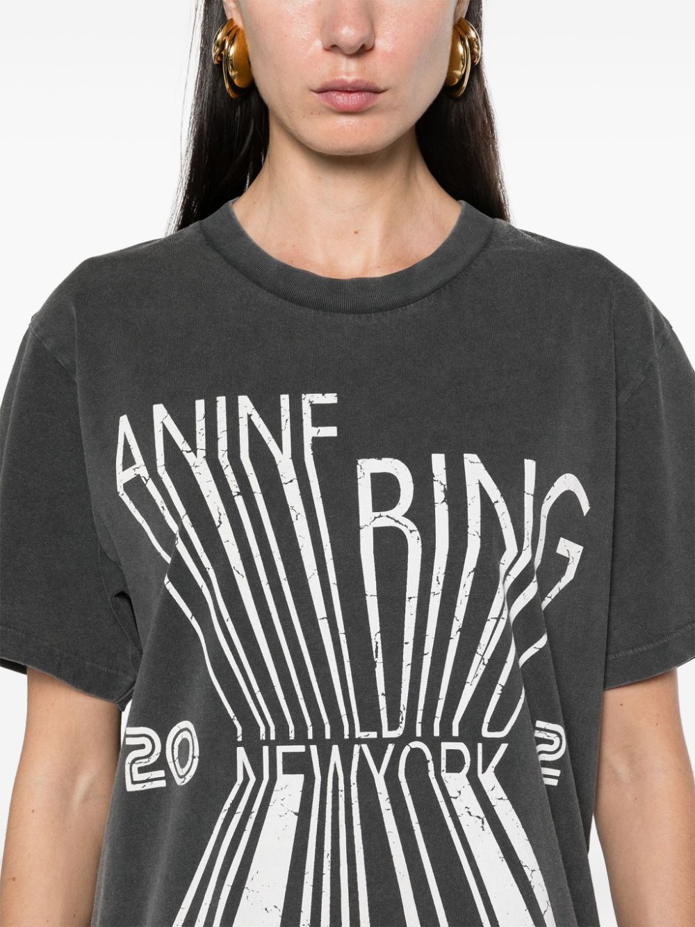 Shop Anine Bing Colby Bing New York T-shirt In Grey