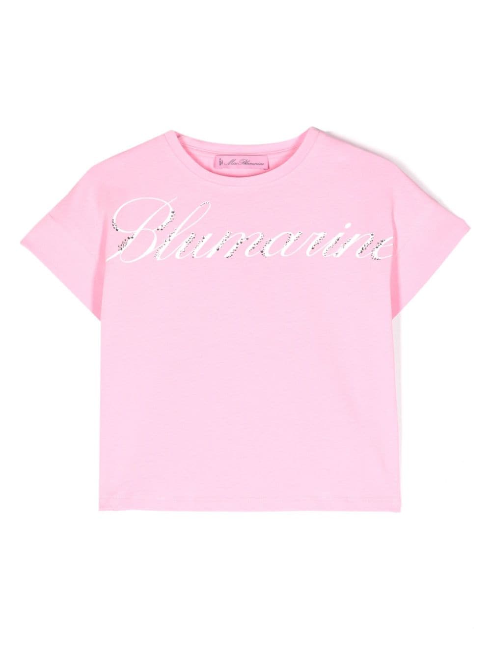 miss blumarine t-shirt à logo orné de cristal - rose
