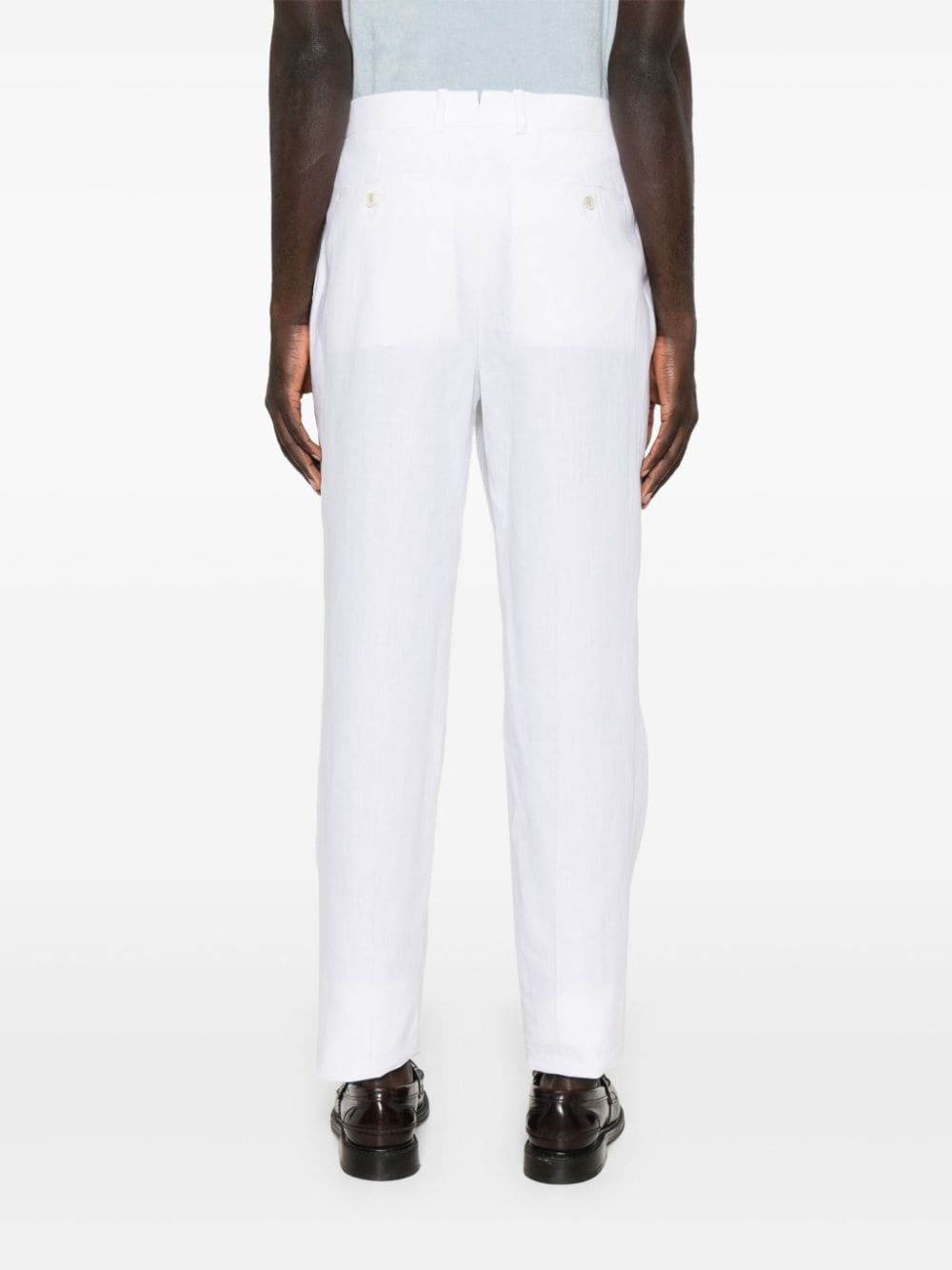 Shop Caruso Linen Tailored Trousers In White