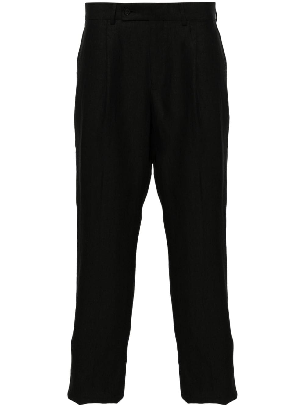 Caruso Linen Tailored Trousers In Black