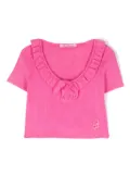 Miss Blumarine floral-appliqué ribbed top - Pink