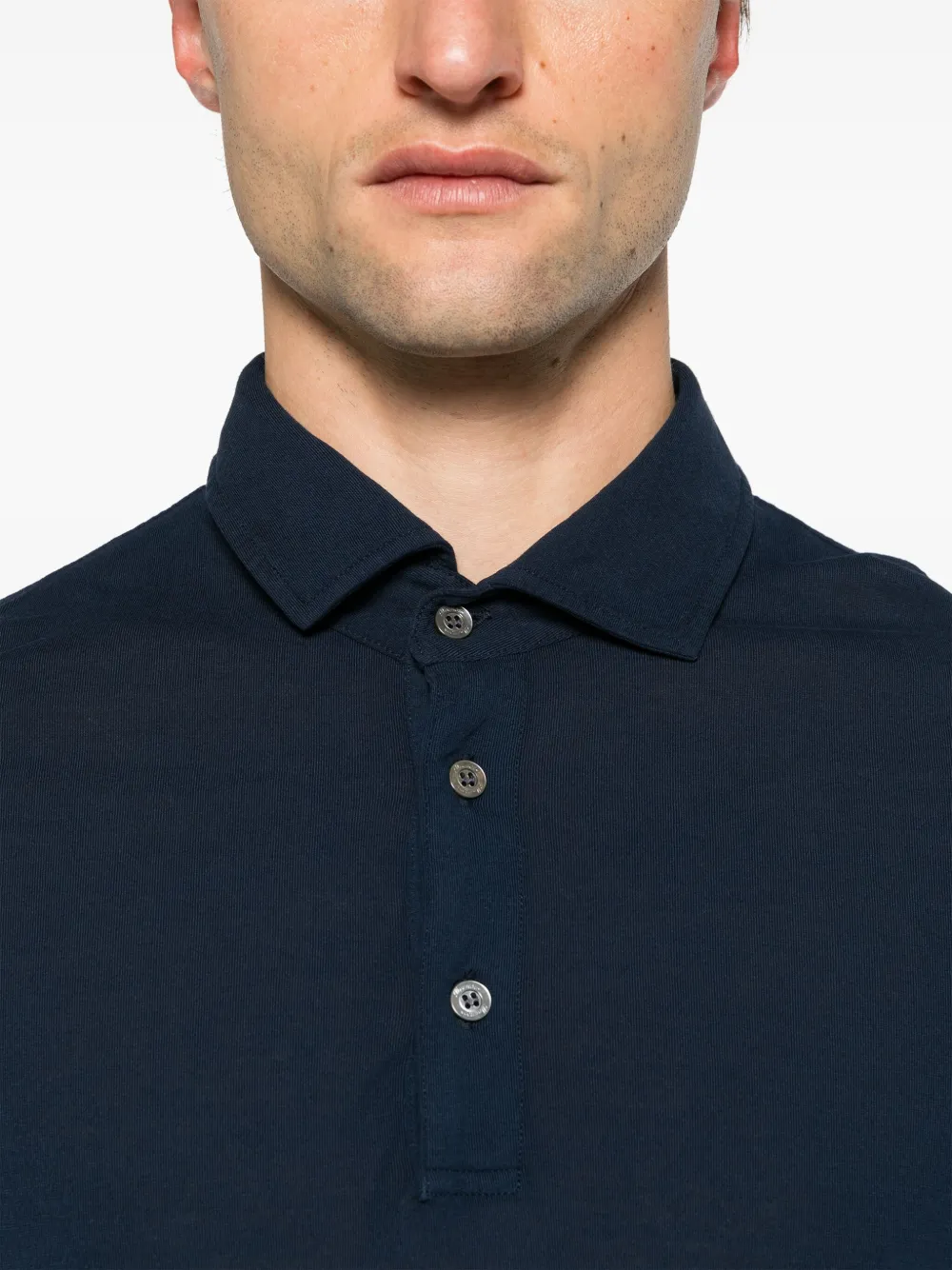 Shop Drumohr Jersey Cotton Polo Shirt In Blue