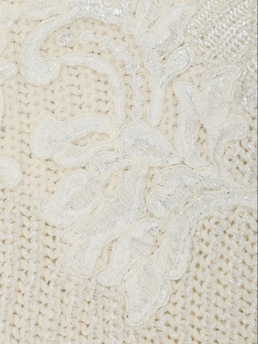 Ermanno Firenze V-neck Lace-embellished Sweater In Neutral
