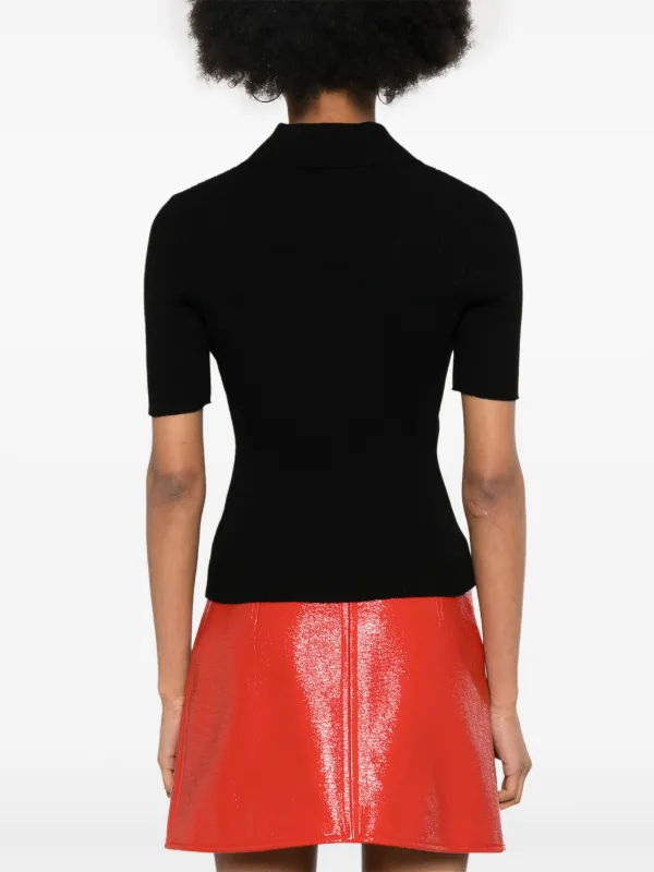 Courrèges Iconic rib-knit Polo Shirt | Black | FARFETCH RO