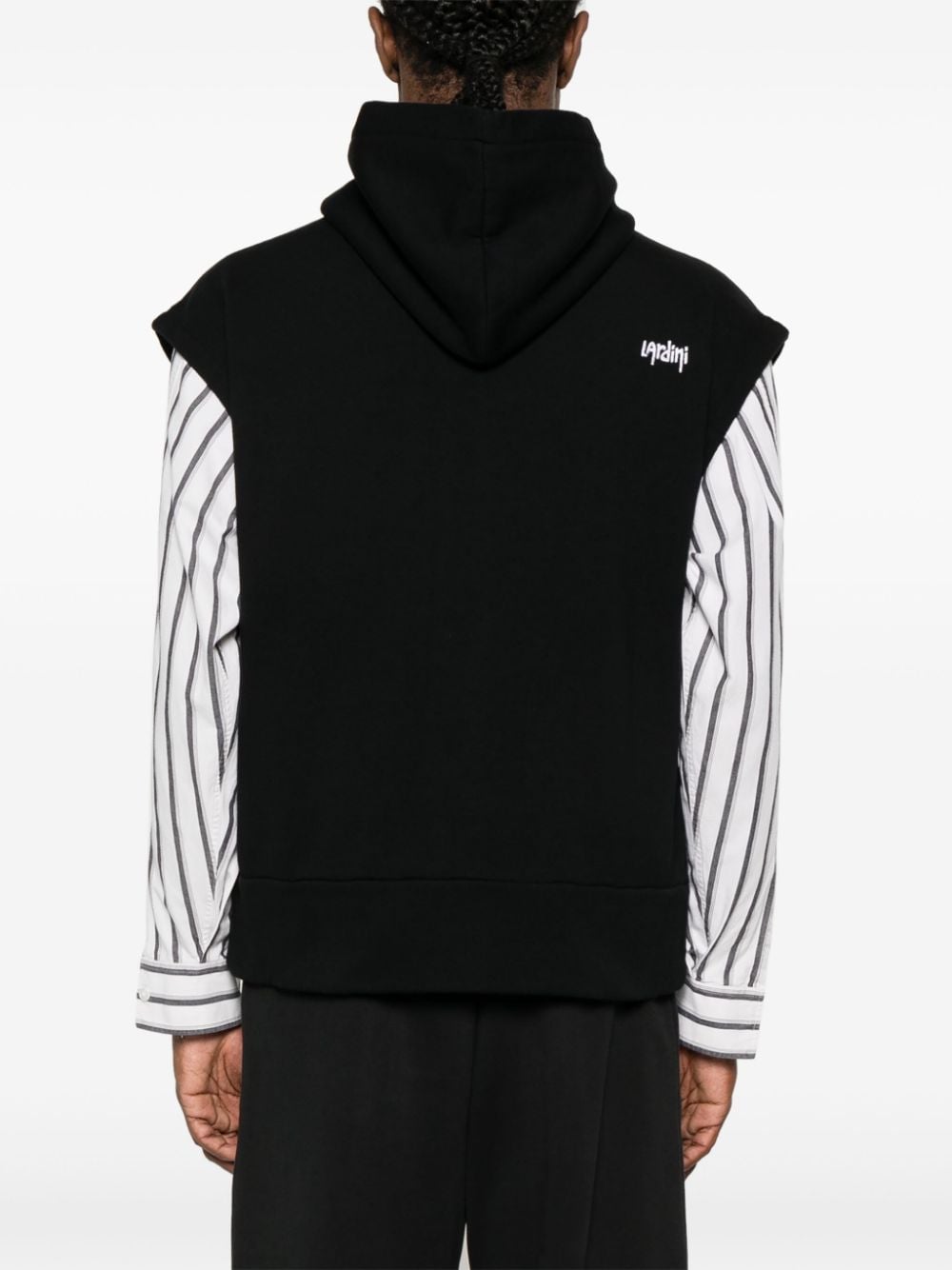 Shop Lardini Sleeveless Zipped Hoodie In Black