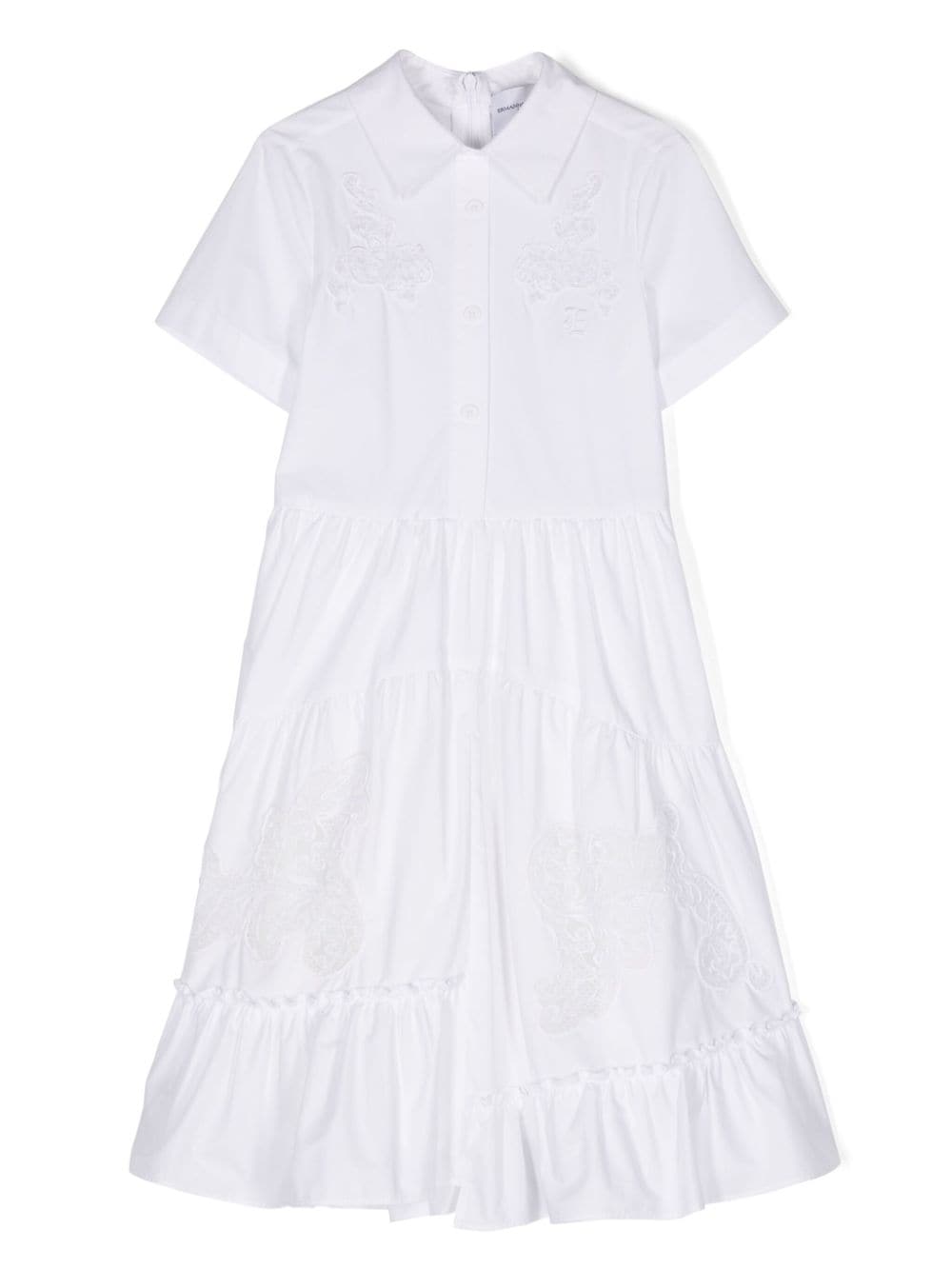 Ermanno Scervino Junior Kids' Lace-detail Poplin Dress In White