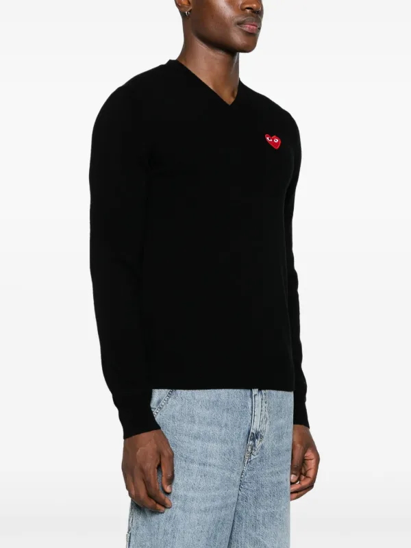 Comme Des Garçons Play Heart-patch Wool Jumper Black FARFETCH IN