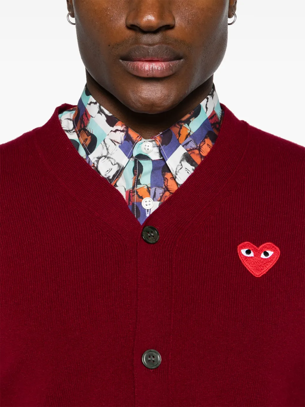 PLAY COMME des GARÇONS レッド　カーディガン M PLAY COMME des GARÇONS: DOUBLE HEART MEN'S CARDIGAN (RED