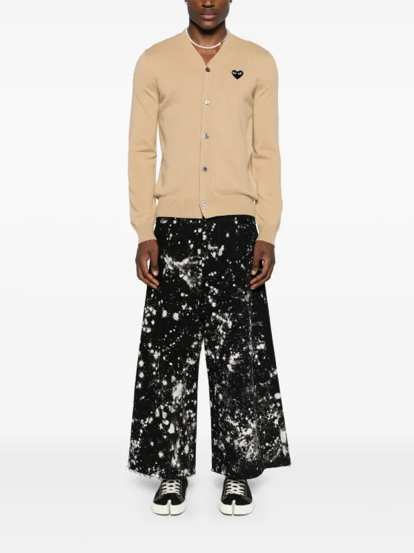 Comme Des Garçons Play Heart-patch Wool Cardigan | Neutrals Comme Des Garçons Play Heart-patch Wool Cardigan | Neutrals