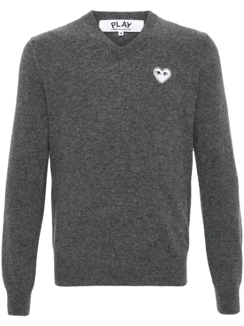 Comme Des Garçons Play Heart-patch V-neck wool jumper 