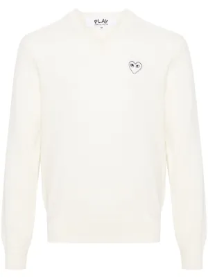 Comme Des Garçons Play heart-motif Wool Cardigan | Neutrals | FARFETCH