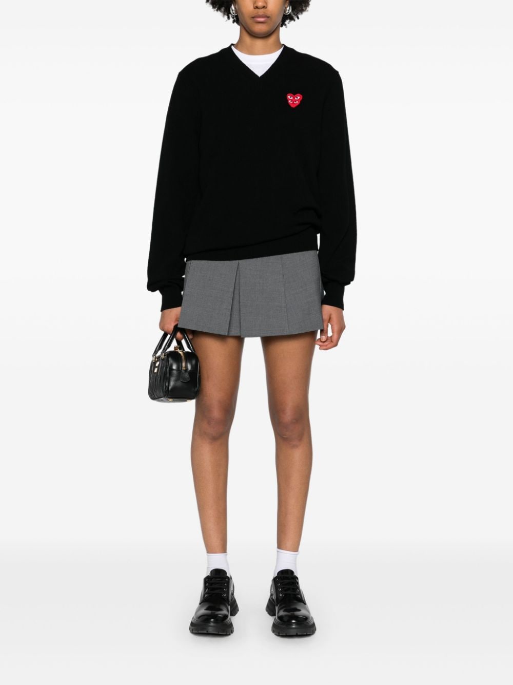 Shop Comme Des Garçons Play Heart-patch Wool Jumper In Black