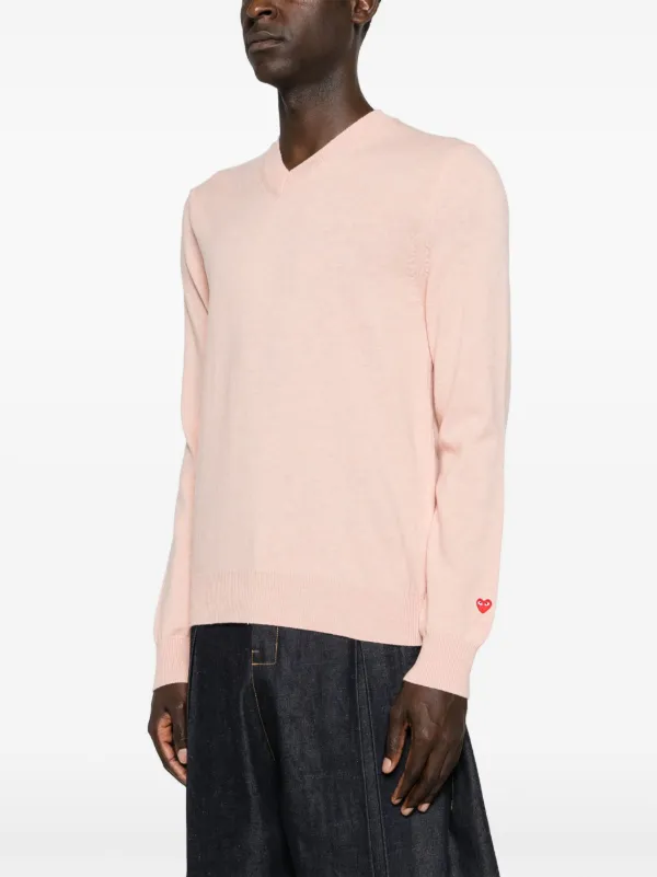 COMME des GARÇONS ピンク Vネックセーター Comme Des Garçons Play Vネック セーター | ピンク | FARFETCH JP