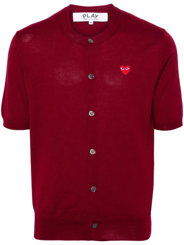 PLAY COMME des GARÇONS: DOUBLE HEART MEN'S CARDIGAN (RED