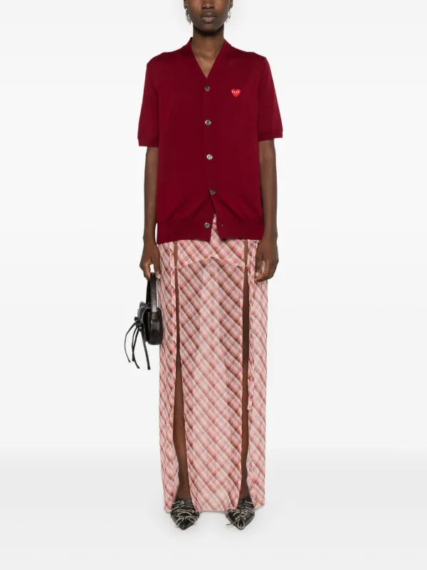 Comme Des Garçons Play Vネック カーディガン | レッド | FARFETCH JP