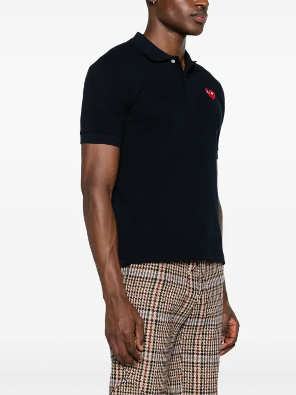 Comme Des Garçons Play heart-patch Cotton Polo Shirt | Blue