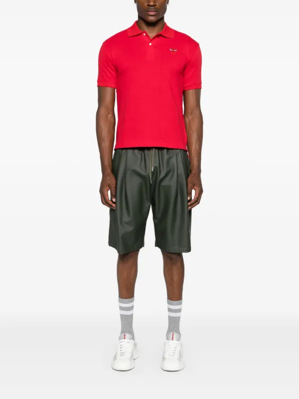 Comme Des Garçons Play Heart-patch Piqué Polo Shirt | Red