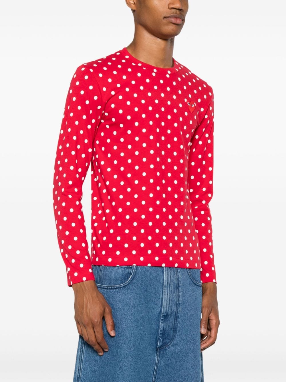 Shop Comme Des Garçons Play Polka-dot Cotton T-shirt In Red