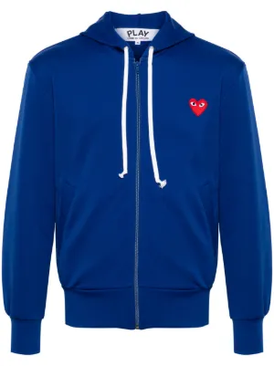 Comme Des Garçons Play Zip Up Hoodie | Blue | FARFETCH