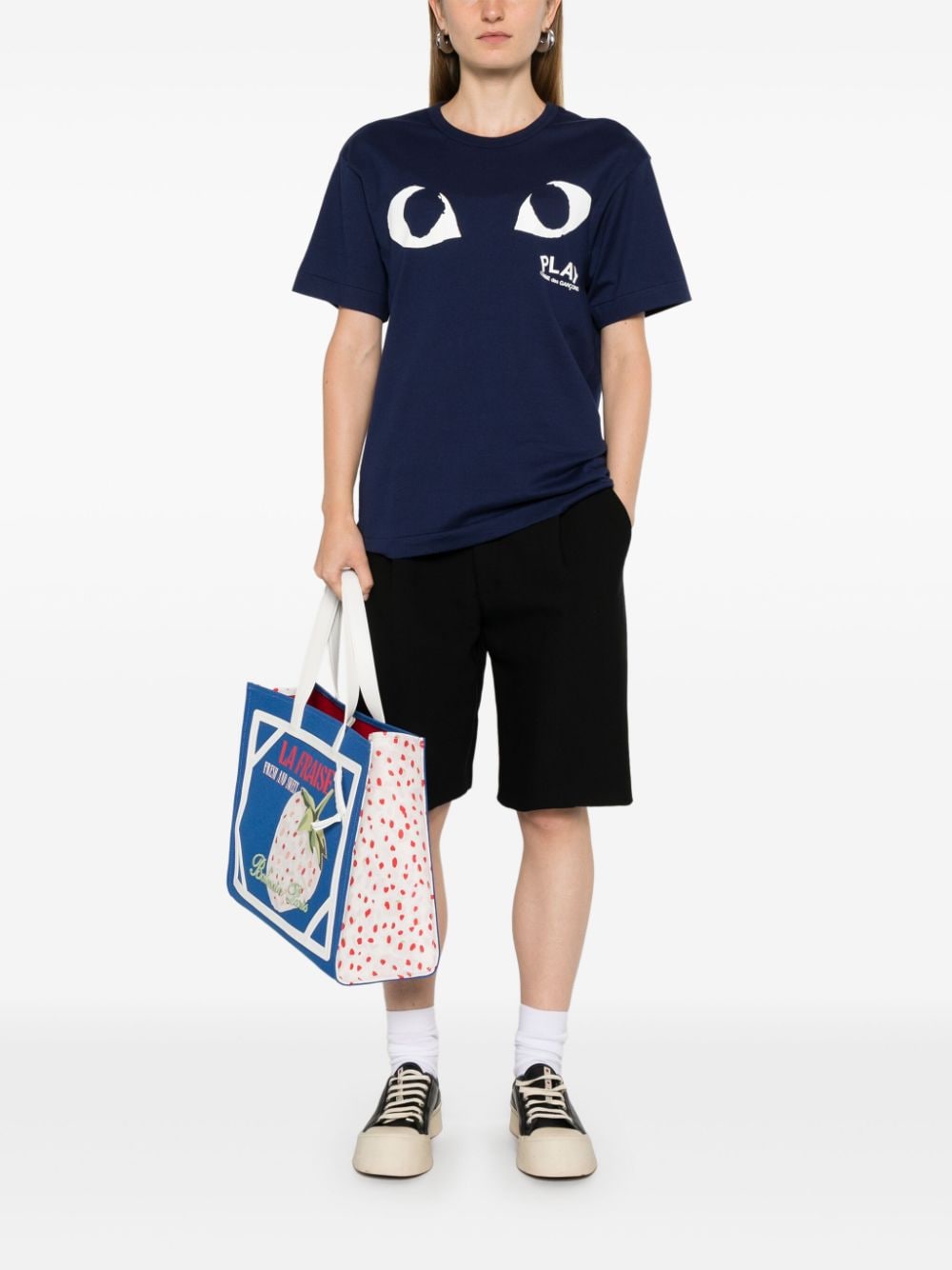 Shop Comme Des Garçons Play Logo-print T-shirt In Blue