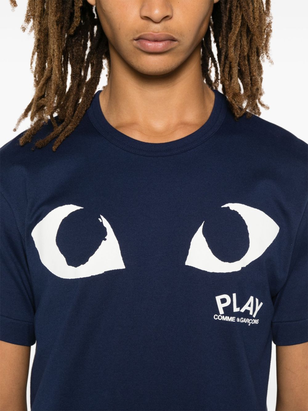 Shop Comme Des Garçons Play Logo-print T-shirt In Blue