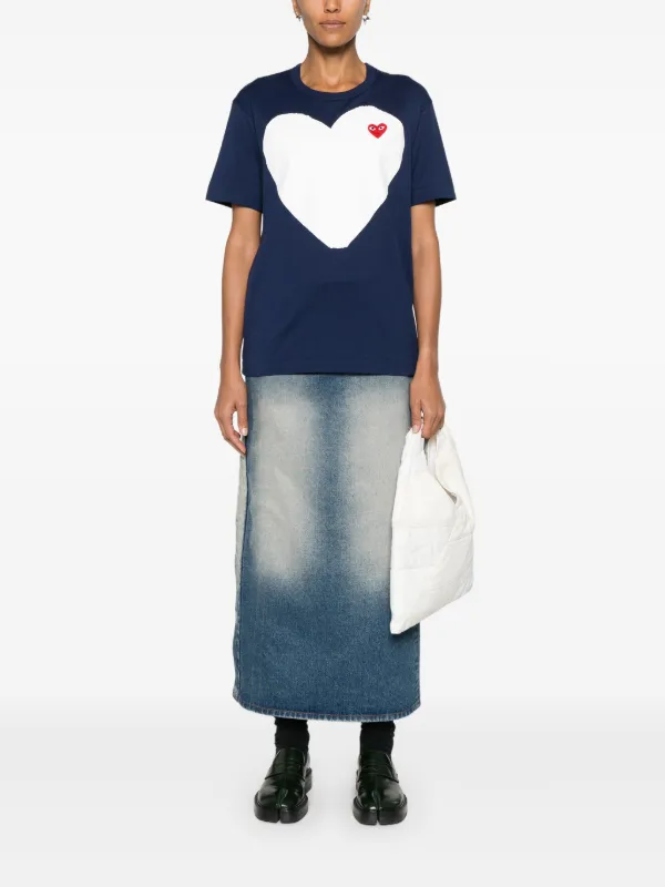 Comme Des Garçons Play ハートパッチ Tシャツ | ブルー | FARFETCH JP