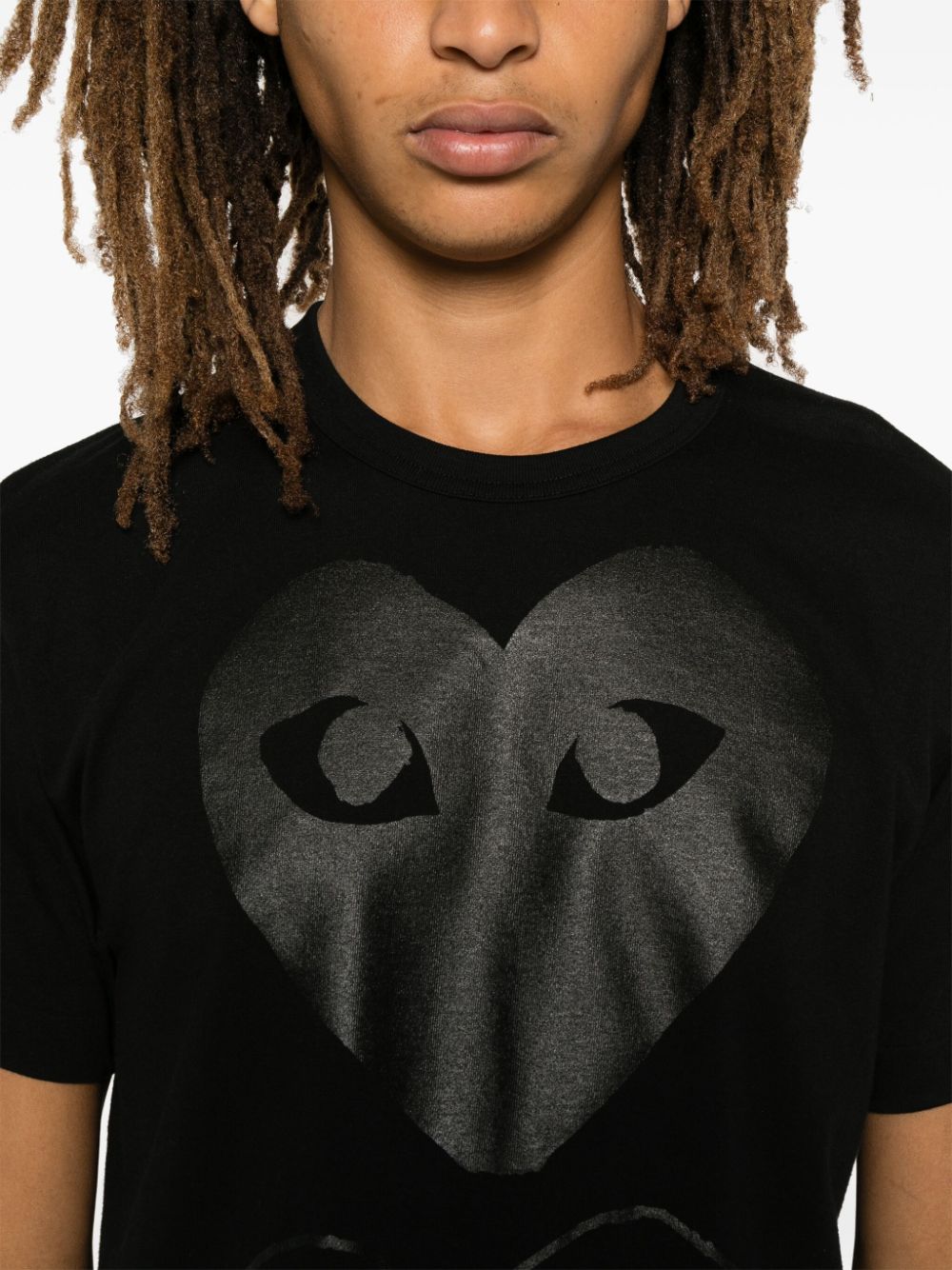 Shop Comme Des Garçons Play Double Heart-print T-shirt In Black