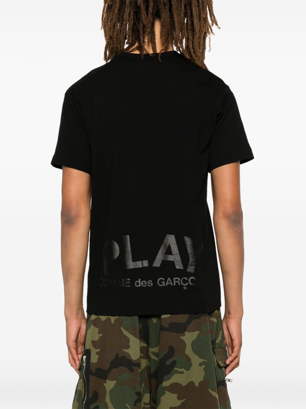 Shop Comme Des Garçons Play Double Heart-print T-shirt In Black