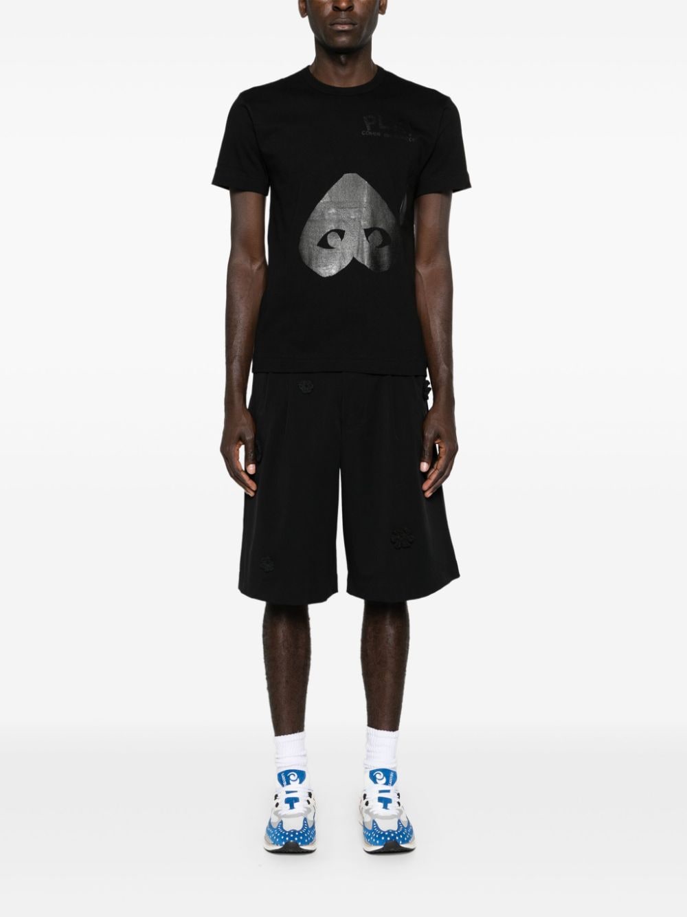 Shop Comme Des Garçons Play Logo-print Cotton T-shirt In Schwarz