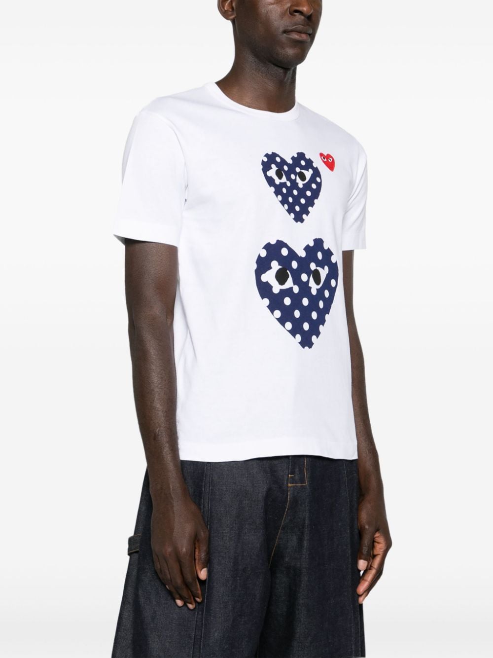 Shop Comme Des Garçons Play Heart-motif Cotton T-shirt In 白色