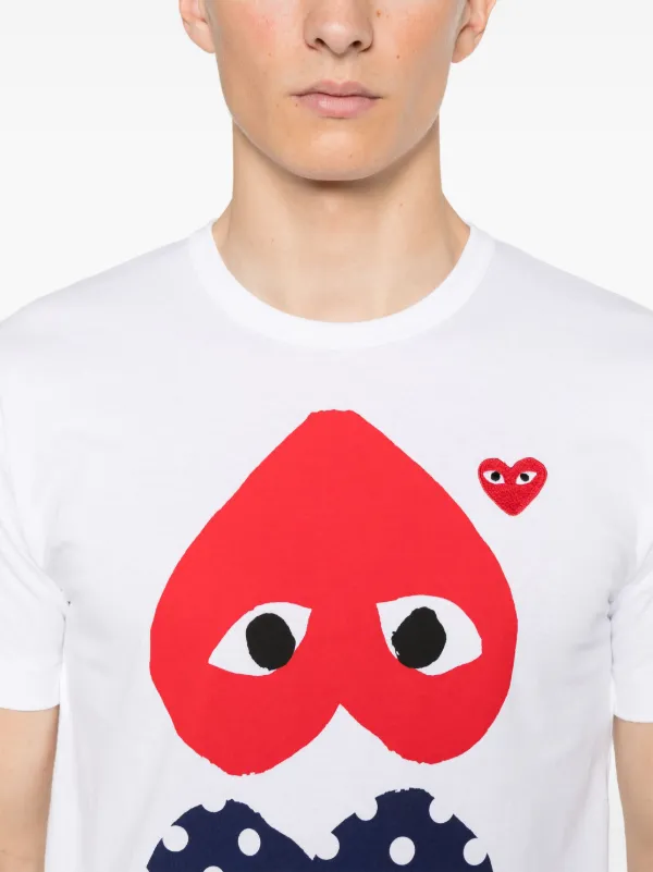 Red play comme des garçons t-shirt with blue eyes outlet