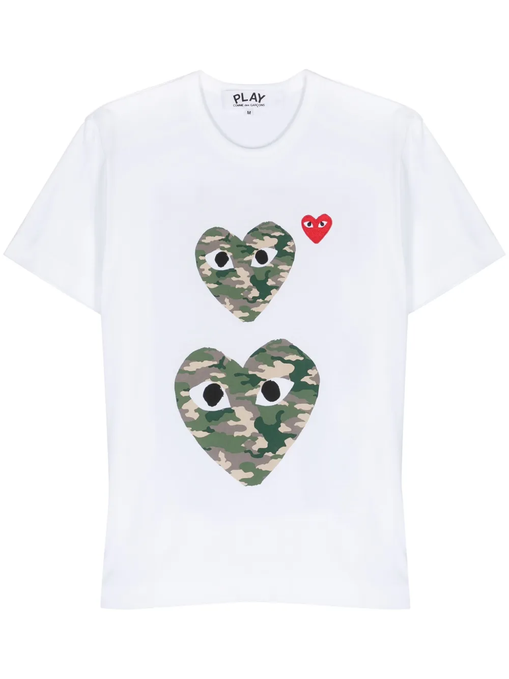 Comme Des Garçons Play Heart-print Cotton T-shirt In 白色