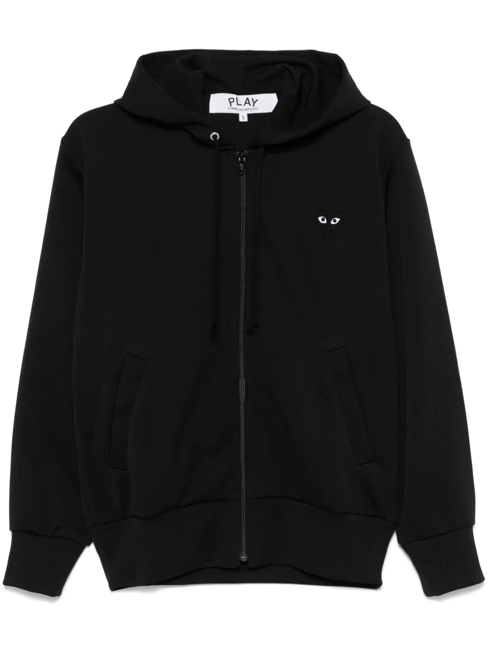 Comme Des Garcons Play heart patch zip up Hoodie Black FARFETCH