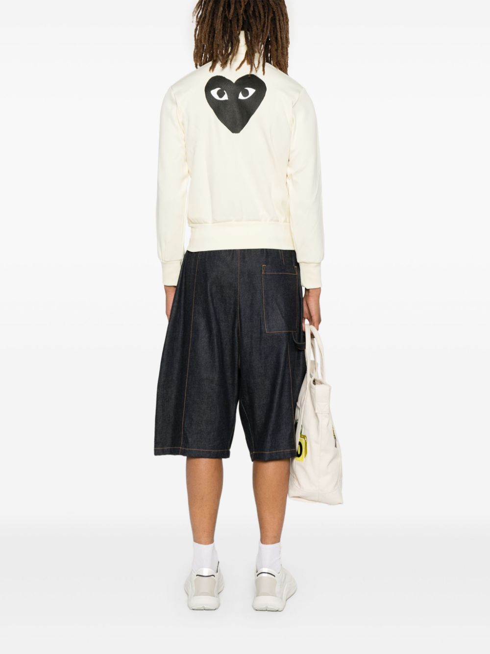 Shop Comme Des Garçons Play Signature Heart-patch Sweatshirt In Neutrals