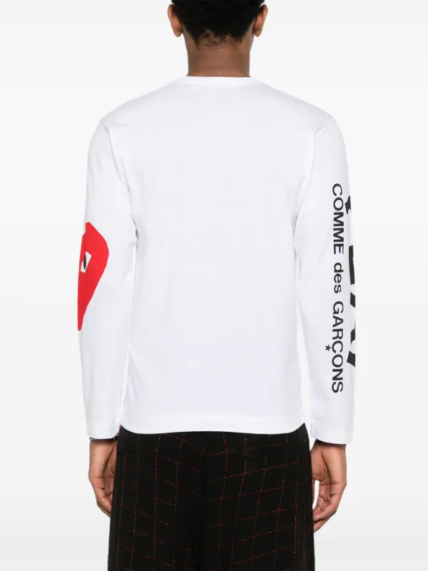 PLAY COMME des GARÇONS ホワイト 長袖Tシャツ M コムデギャルソン COMME des GARCONS Tシャツ ロンT メンズ PLAY