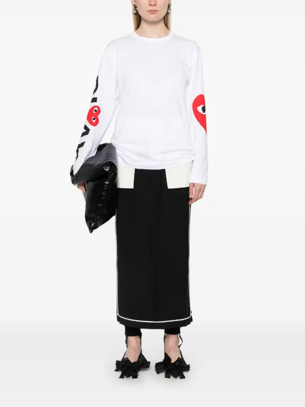 Comme Des Garçons Play ハートプリント ロングTシャツ | ホワイト