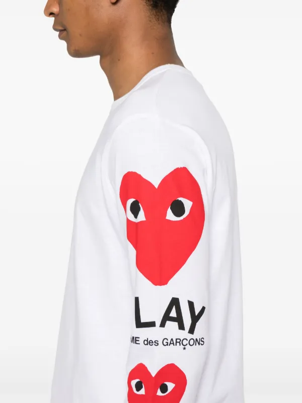 Comme Des Garçons Play heart-print T-shirt | White | FARFETCH JO