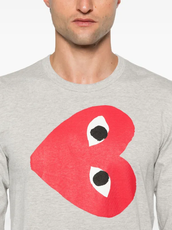 Comme Des Garçons Play Side heart-print T-shirt | Grey | FARFETCH