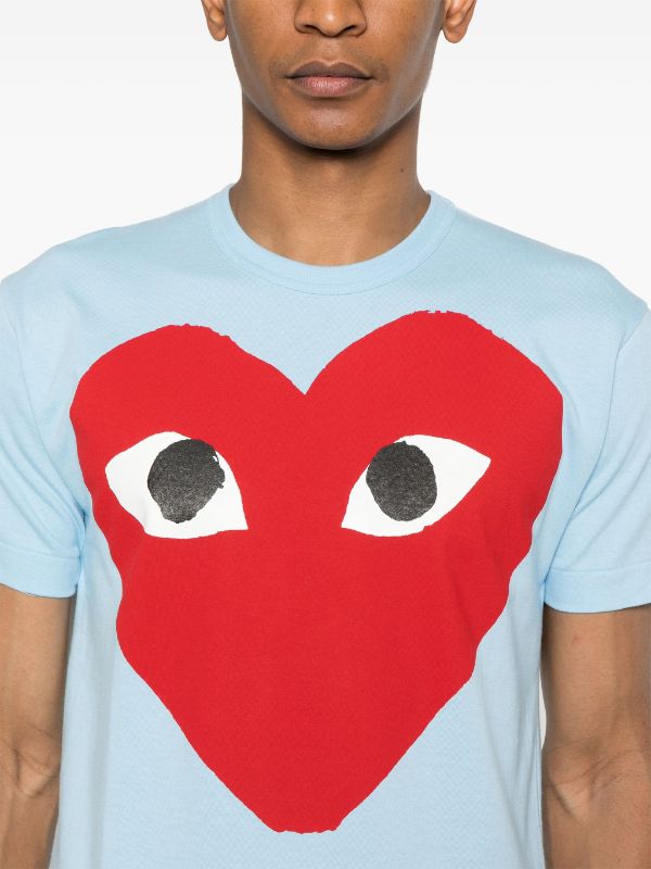 Play Comme des GARCON Heart Print T Shirt Blue