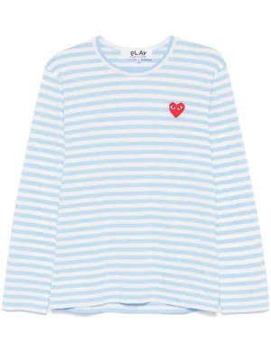 Comme Des Garçons Play ストライプ ロングTシャツ | グレー | FARFETCH JP