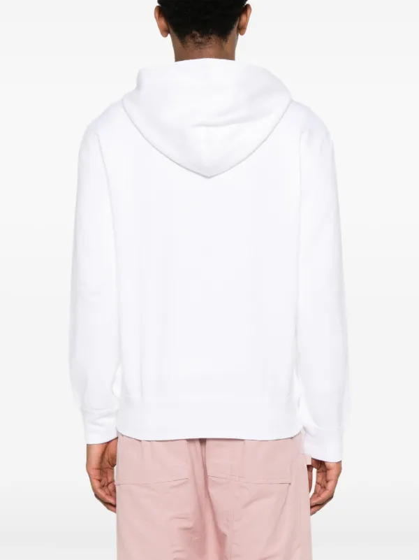 Comme Des Garçons Play Double Heart-patch Hoodie | White