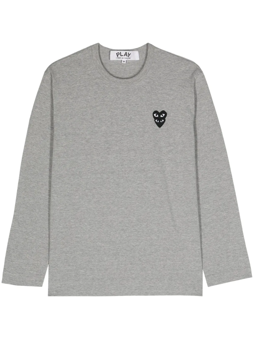 Comme Des Garçons Play Double Heart-patch T-shirt In Grey