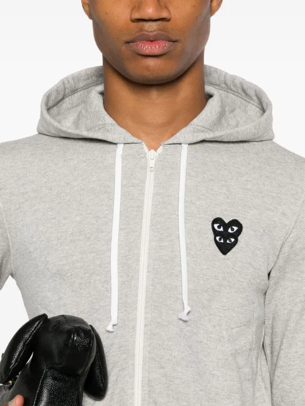 Comme Des Garçons Play mélange-effect Cotton Hoodie | Grey