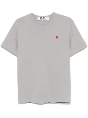 Comme Des Garçons Play heart-patch Cotton T-shirt | Grey | FARFETCH