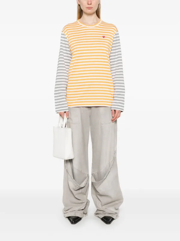 COMME des GARÇONS 　コムコム　ストライプカットソー　XS Comme Des Garçons Play ストライプ Tシャツ | オレンジ | FARFETCH JP