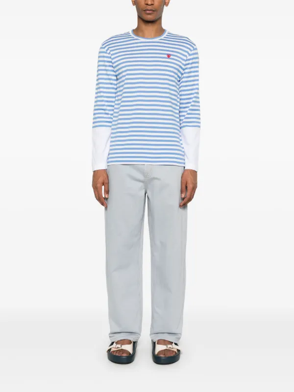PLAY COMME des GARÇONS ストライプTシャツ S Comme Des Garçons Play ストライプ Tシャツ | ブルー | FARFETCH JP