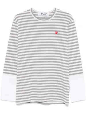 Comme Des Garçons Play ストライプ ロングTシャツ | グレー | FARFETCH JP