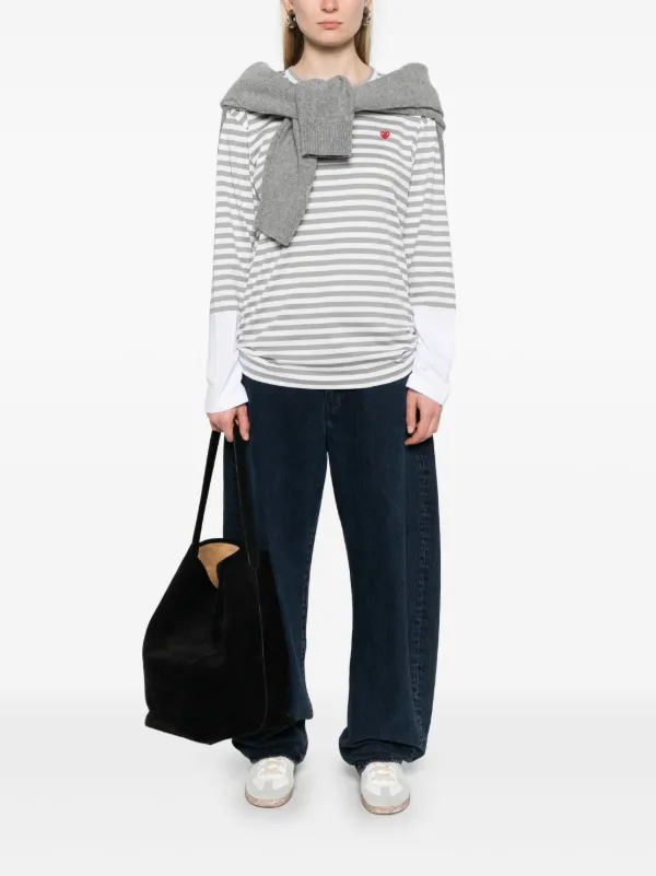 Comme Des Garçons Play ストライプ Tシャツ | グレー | FARFETCH JP