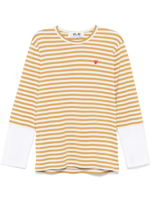 T-shirt rayé en coton à logo appliqué - Comme Des Garçons Play - Modalova